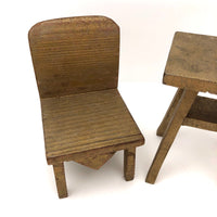 Gold Painted Tramp-y Old Handmade Table and Chair