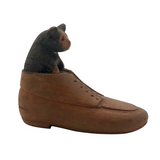 Carved Shoe with Bear Cub Inside!