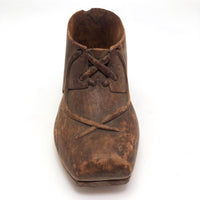 Carved Wooden Low Boot with Carved Laces