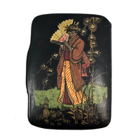 Japanese Lacquer Snuff Box with Woman in Kimono