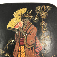 Japanese Lacquer Snuff Box with Woman in Kimono