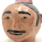 Ceramic Head, Man with Mustache and Pink Hat, by Bruce C, 1962