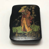 Japanese Lacquer Snuff Box with Woman in Kimono