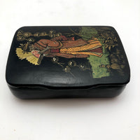 Japanese Lacquer Snuff Box with Woman in Kimono