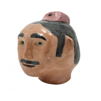 Ceramic Head, Man with Mustache and Pink Hat, by Bruce C, 1962