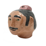 Ceramic Head, Man with Mustache and Pink Hat, by Bruce C, 1962