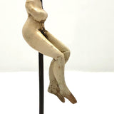 Curious Little Folk Art Carved Figure on Antique Receipt Post