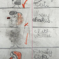Huge Antique Ledger Page with 1940s Portraits (Frosty Flora, Dopey Dina, Hateful Hitler, etc)