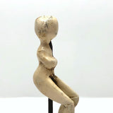 Curious Little Folk Art Carved Figure on Antique Receipt Post