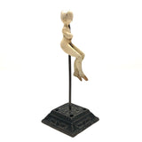 Curious Little Folk Art Carved Figure on Antique Receipt Post