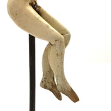 Curious Little Folk Art Carved Figure on Antique Receipt Post