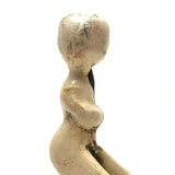 Curious Little Folk Art Carved Figure on Antique Receipt Post