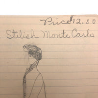 Carlotta Huse 1902 Graphite Fashion Drawings - Sold Individually