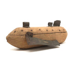 Folk Art Wooden Submarine with Metal Fins
