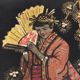 Japanese Lacquer Snuff Box with Woman in Kimono