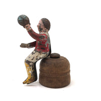 Old Tin Litho Jockey with Yellow Boots