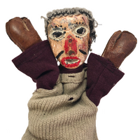 Handmade Hand Puppet with Painted Wood Face
