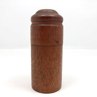 Turned Cylindrical Wooden Box with Dark Finish and Rounded Lid
