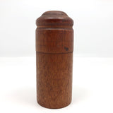 Turned Cylindrical Wooden Box with Dark Finish and Rounded Lid