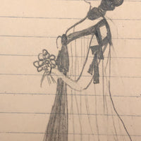 Carlotta Huse 1902 Graphite Fashion Drawings - Sold Individually