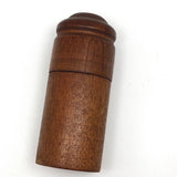 Turned Cylindrical Wooden Box with Dark Finish and Rounded Lid