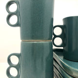 Early Bennington Potters Turquoise Glazed Snack Plate & Mug Set, Signed David Gil