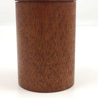 Turned Cylindrical Wooden Box with Dark Finish and Rounded Lid