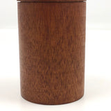 Turned Cylindrical Wooden Box with Dark Finish and Rounded Lid