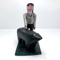 Emile Bluteau " Man and His Bear" Canadian Folk Art Sculpture