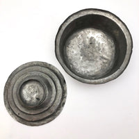Hand-Hammered Lidded Round Tin Cooking and Serving Dish
