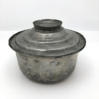 Hand-Hammered Lidded Round Tin Cooking and Serving Dish