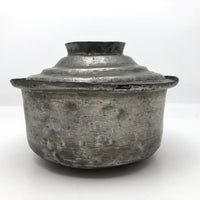 Hand-Hammered Lidded Round Tin Cooking and Serving Dish