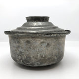 Hand-Hammered Lidded Round Tin Cooking and Serving Dish
