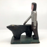 Emile Bluteau " Man and His Bear" Canadian Folk Art Sculpture
