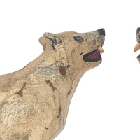 Fabulous Pair of Carved Folk Art White Wolves!