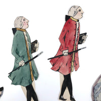 Handmade Ink and Watercolor French Courtiers and Flower Sellers Paper Dolls