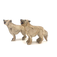 Fabulous Pair of Carved Folk Art White Wolves!