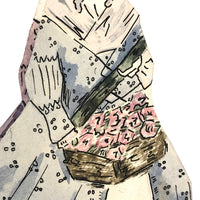 Handmade Ink and Watercolor French Courtiers and Flower Sellers Paper Dolls