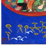 Vintage Gouache on Paper Southeast Asian Painting of Floating Market Boat