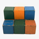 SOLD (NG) Set of Nine Old Handmade Painted Wooden Rattle Blocks