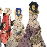 Handmade Ink and Watercolor French Courtiers and Flower Sellers Paper Dolls