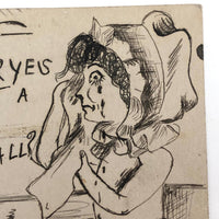 Hand-drawn Postcard: When a Girl Cryes