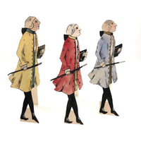 Handmade Ink and Watercolor French Courtiers and Flower Sellers Paper Dolls