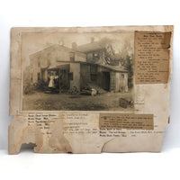 Early 1900s Scrapbook Page with Great Red House Drawing and More