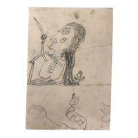 1881 Naive Graphite Drawing, David and Goliath (?) - Repaired