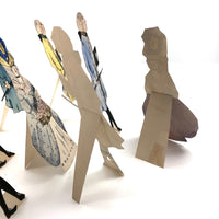 Handmade Ink and Watercolor French Courtiers and Flower Sellers Paper Dolls