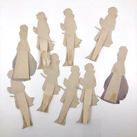 Handmade Ink and Watercolor French Courtiers and Flower Sellers Paper Dolls