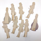 Handmade Ink and Watercolor French Courtiers and Flower Sellers Paper Dolls