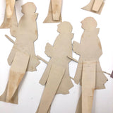 Handmade Ink and Watercolor French Courtiers and Flower Sellers Paper Dolls