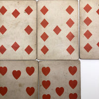 Partial Antique Piquet Deck, No Indices, Pink Flowered Backs